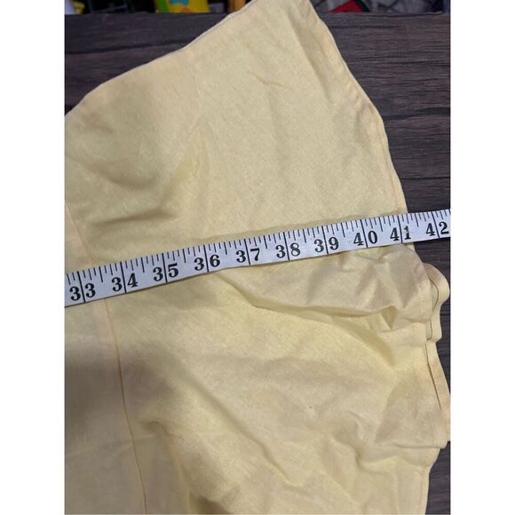 7 For All Mankind Puff Sleeves Smocked Linen Midi Dress Pastel Yellow Small NWT - Picture 11 of 13